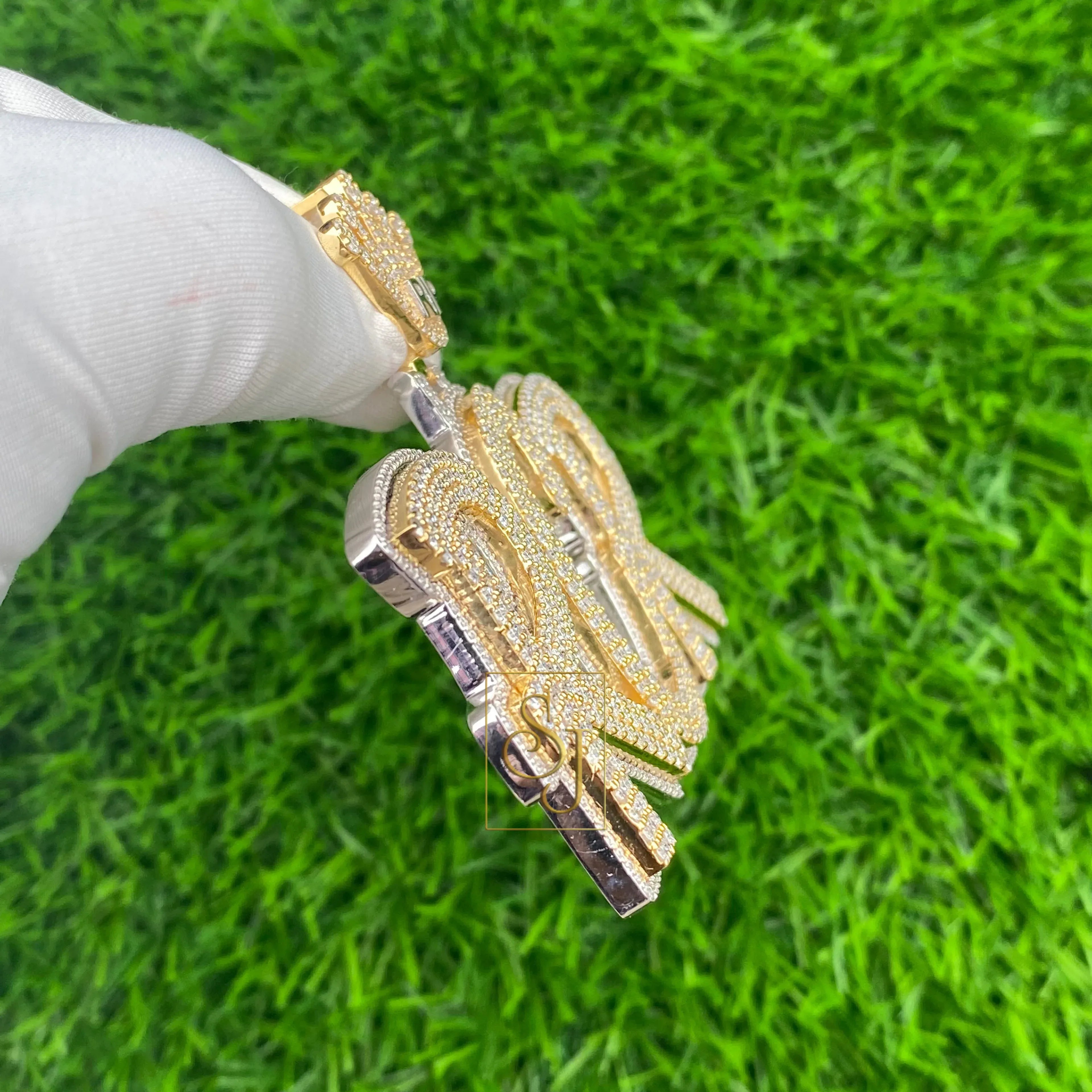 Men's custom Iced out RCR Letter Pendant