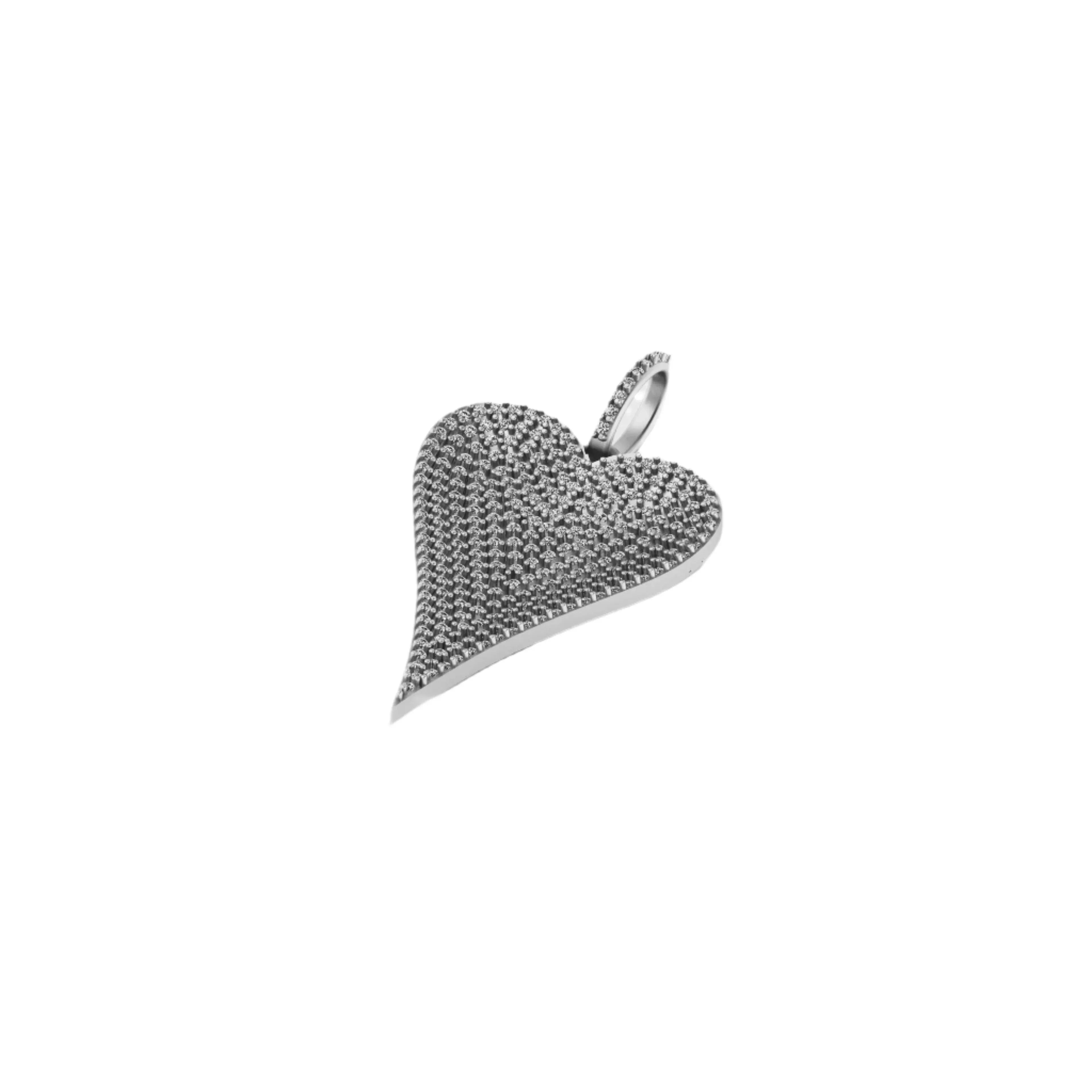 925 Silver Pave VVS Diamond Heart Pendant - 2.11 CTW