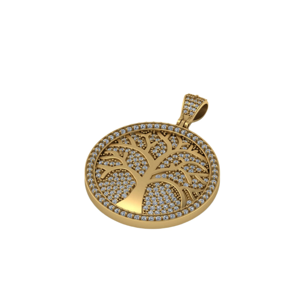 Custom Tree of Life 14k solid gold Diamond Pendant - 3.07 CTW