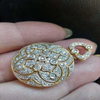 Vintage Round Diamond 14k solid gold Women's Necklace Pendant -1.19 CTW