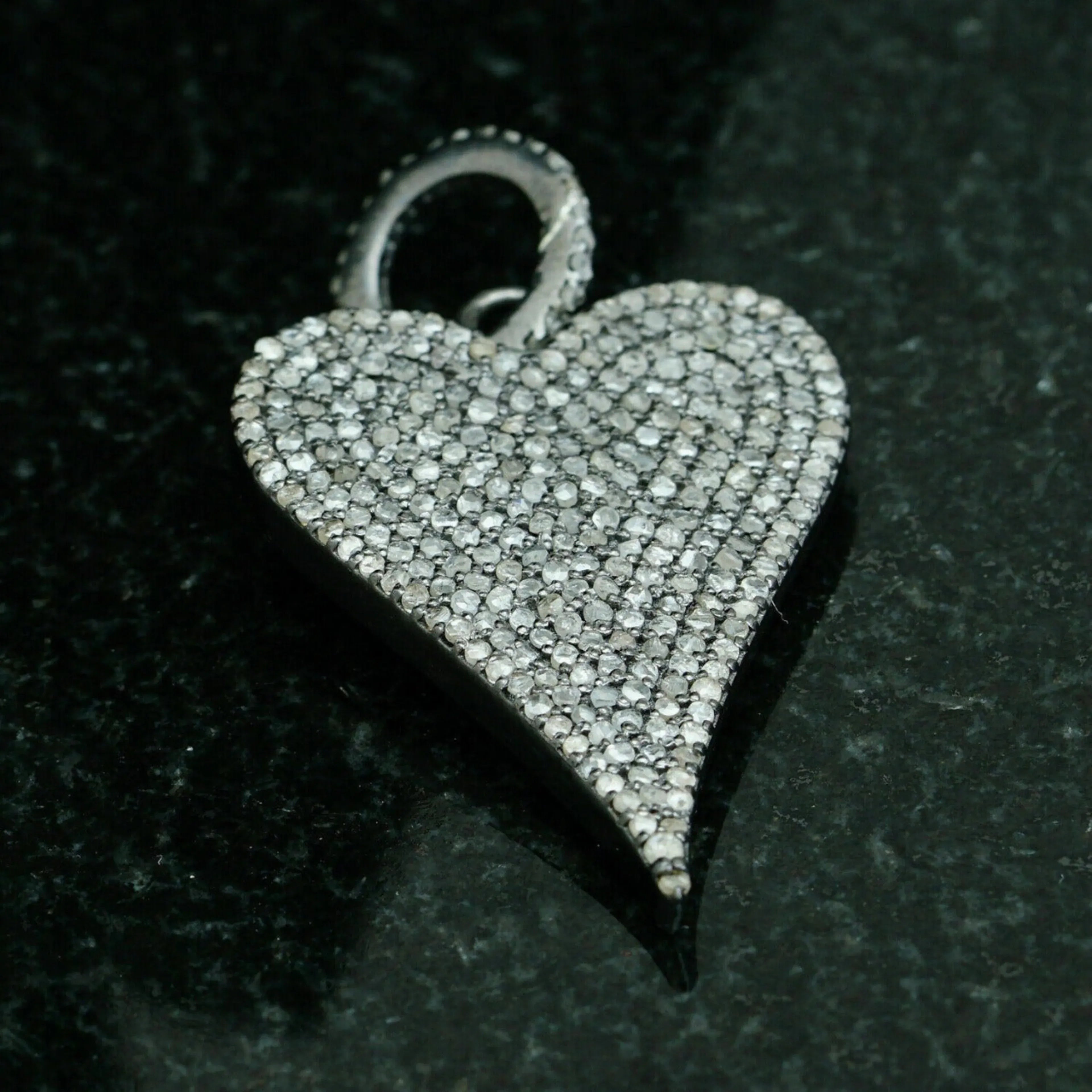 925 Silver Pave VVS Diamond Heart Pendant - 2.11 CTW