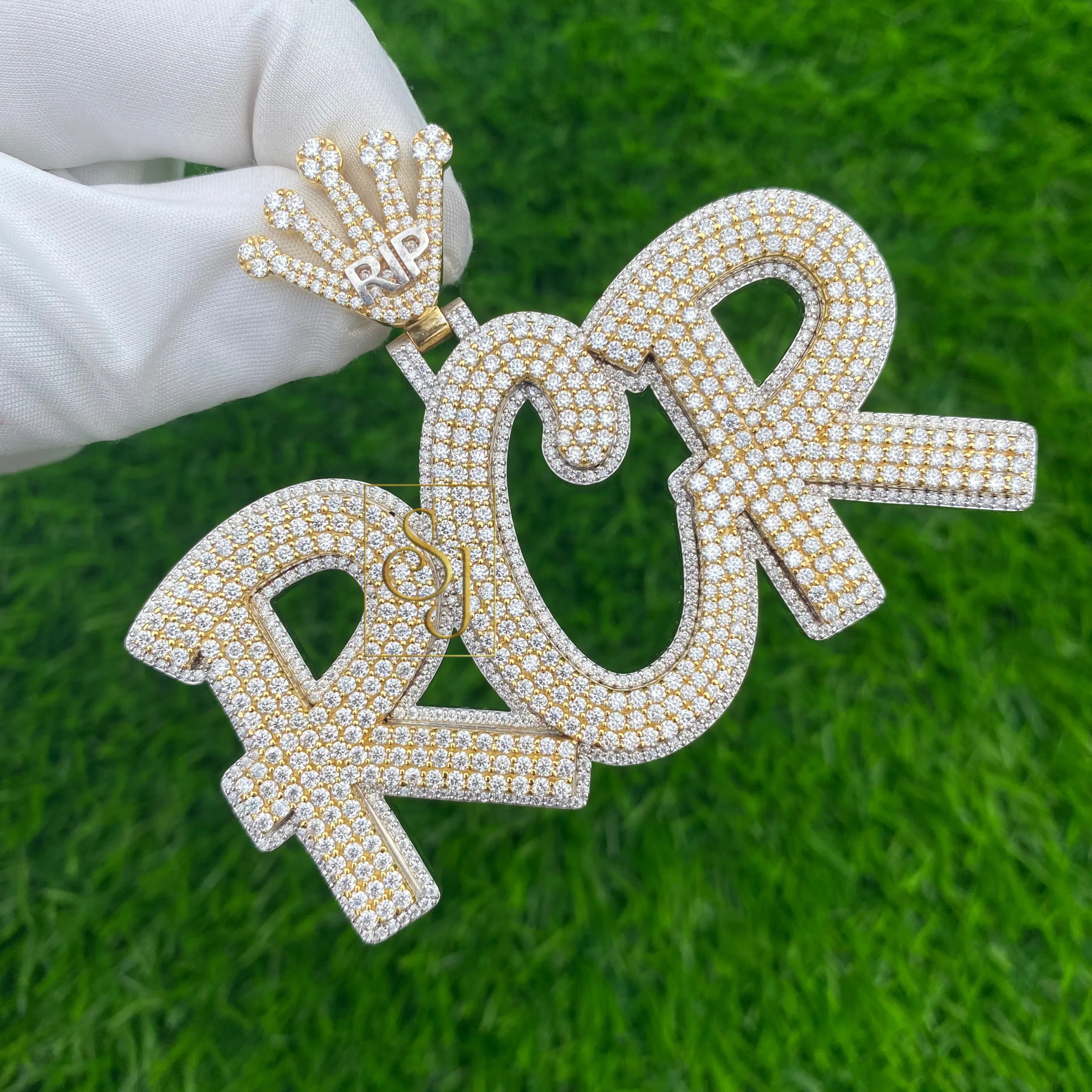 Men's custom Iced out RCR Letter Pendant