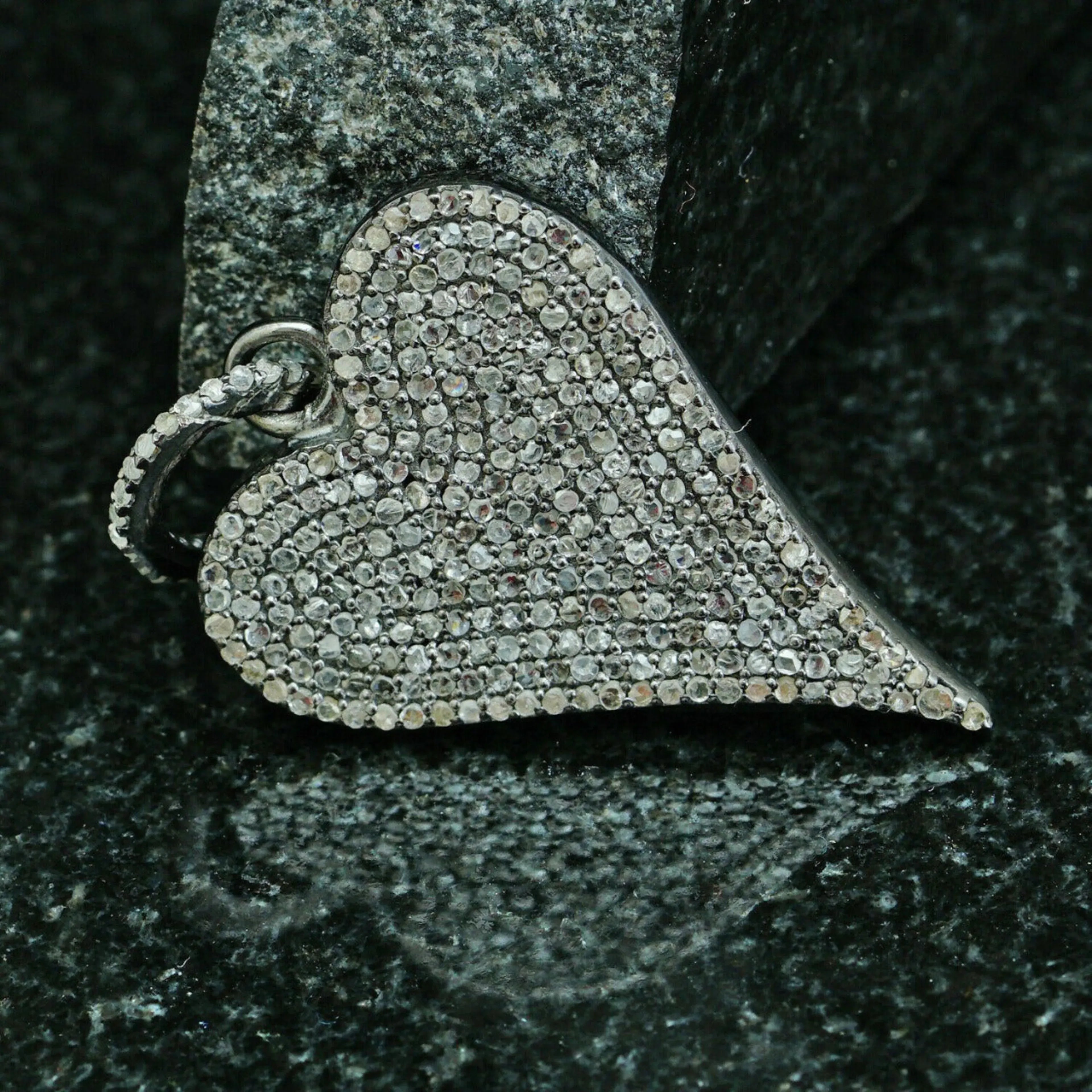 925 Silver Pave VVS Diamond Heart Pendant - 2.11 CTW