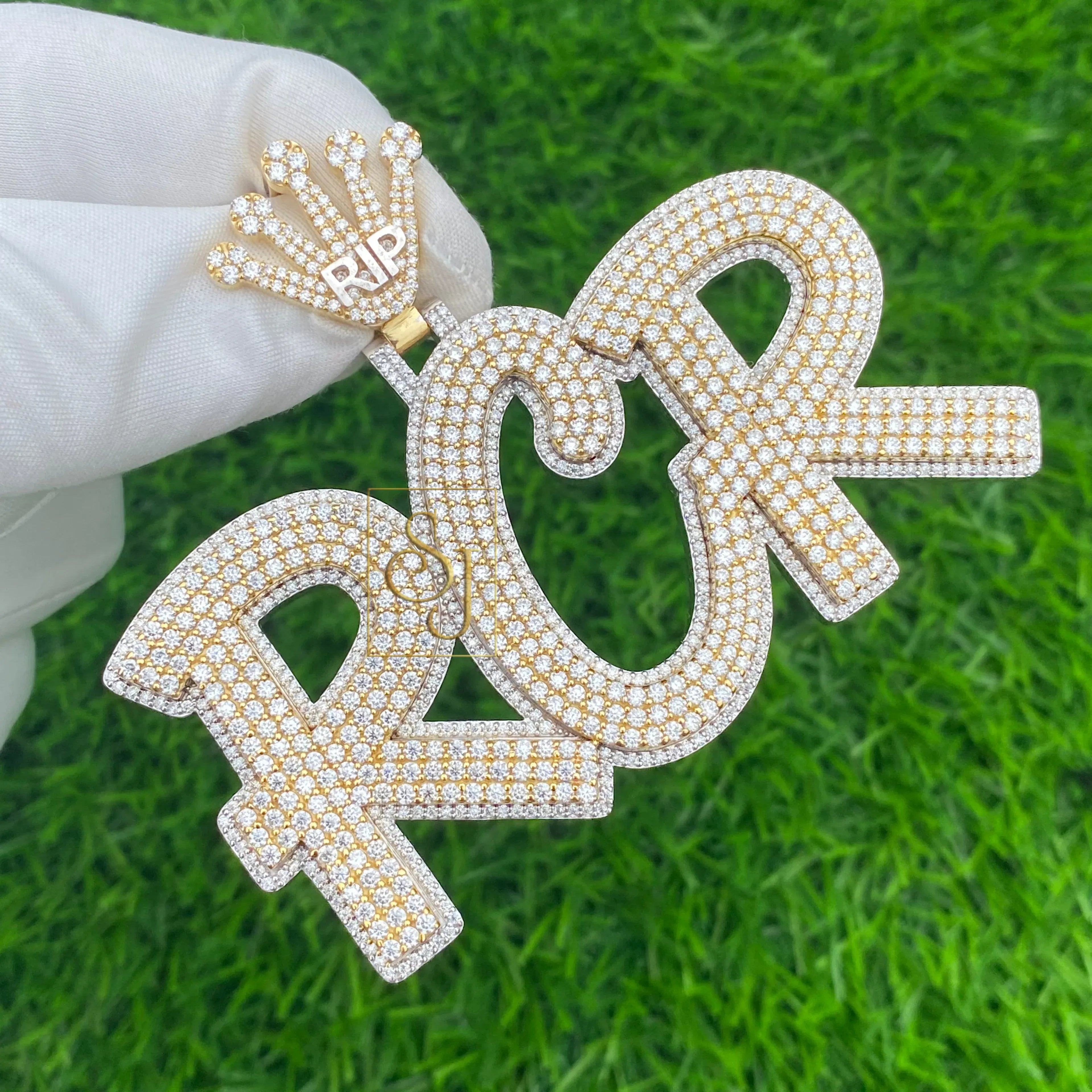 Men's custom Iced out RCR Letter Pendant