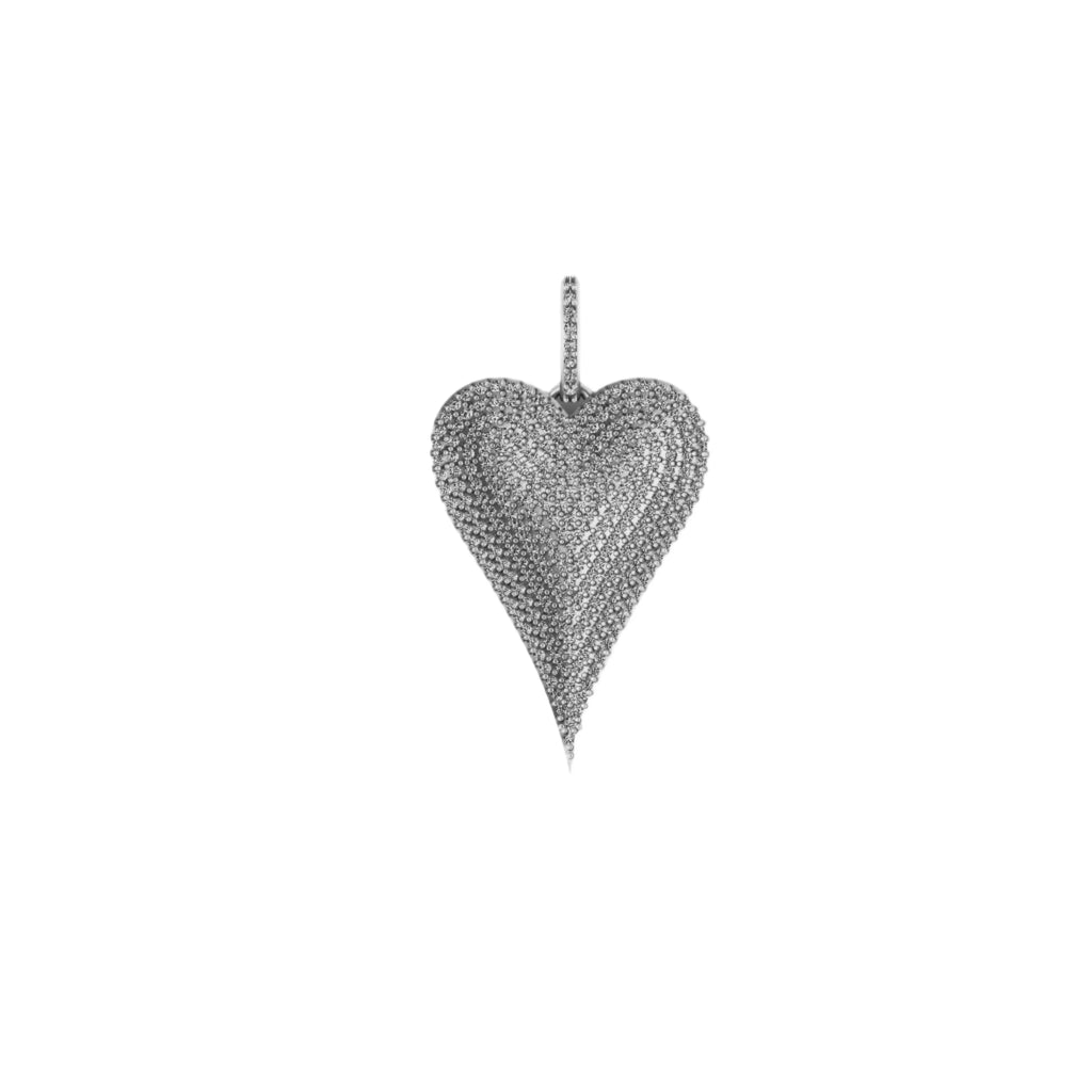 925 Silver Pave VVS Diamond Heart Pendant - 2.11 CTW
