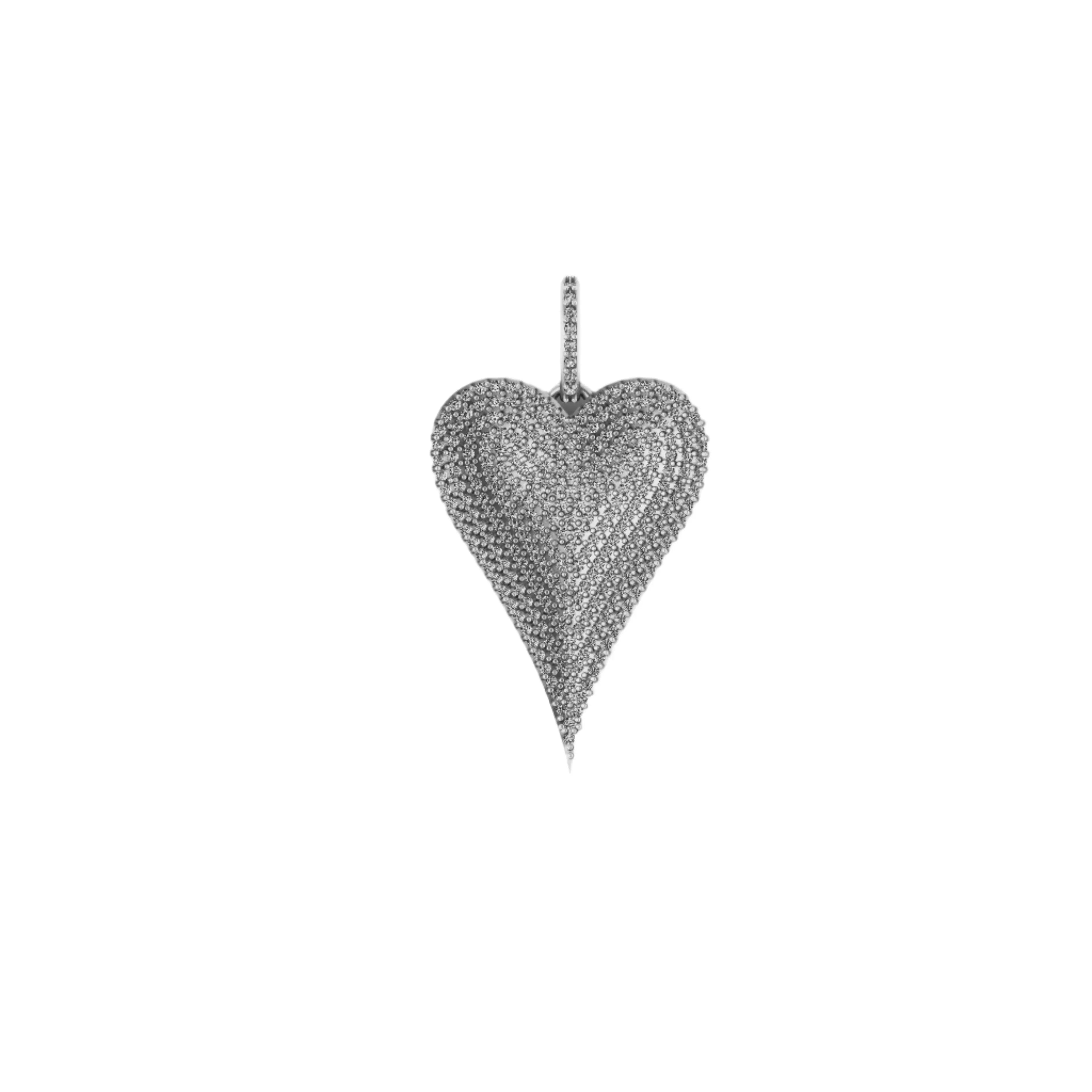 925 Silver Pave VVS Diamond Heart Pendant - 2.11 CTW