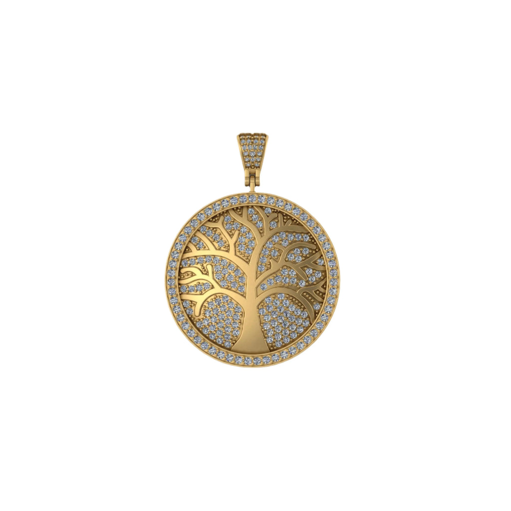 Custom Tree of Life 14k solid gold Diamond Pendant - 3.07 CTW
