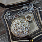 Vintage Round Diamond 14k solid gold Women's Necklace Pendant -1.19 CTW