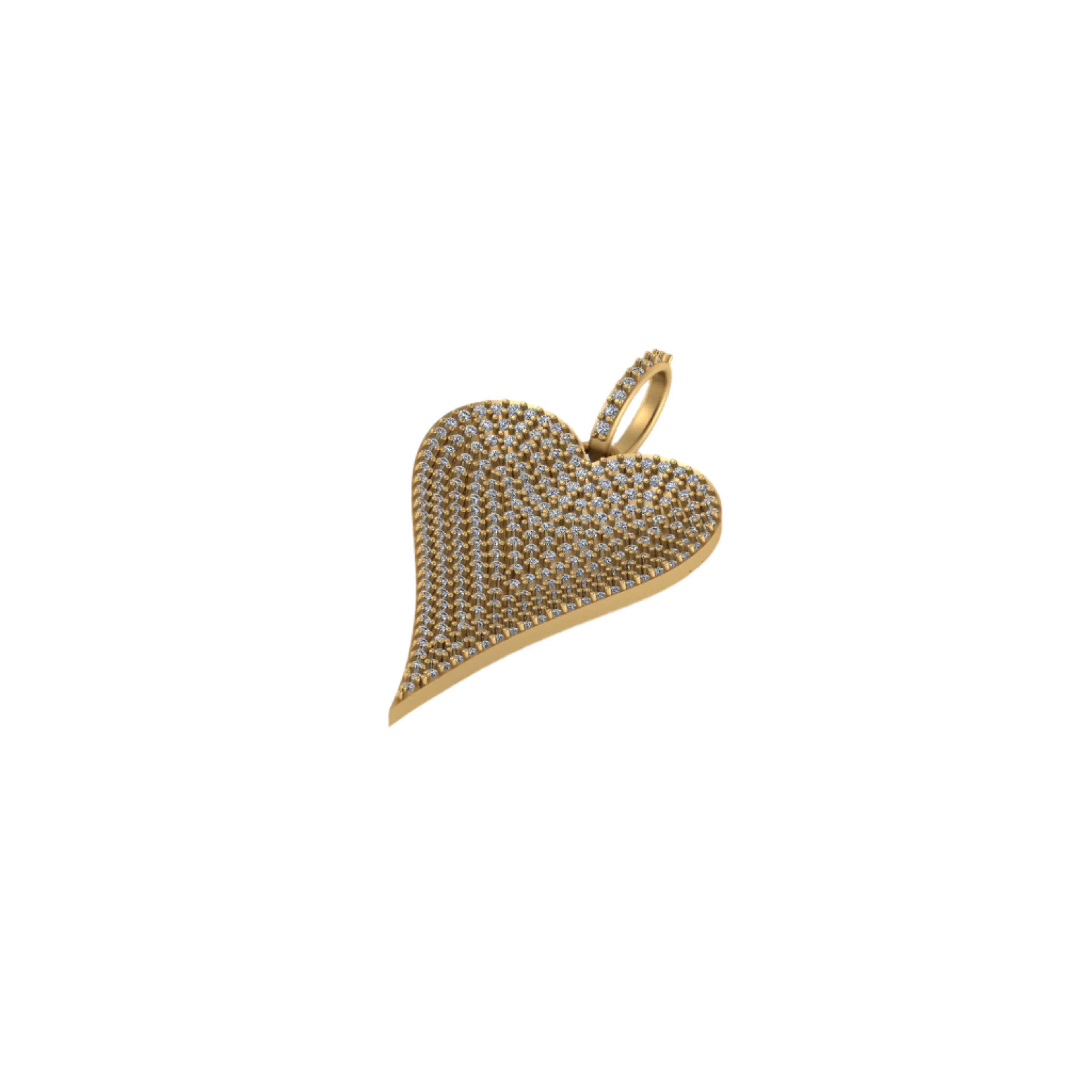 925 Silver Pave VVS Diamond Heart Pendant - 2.11 CTW
