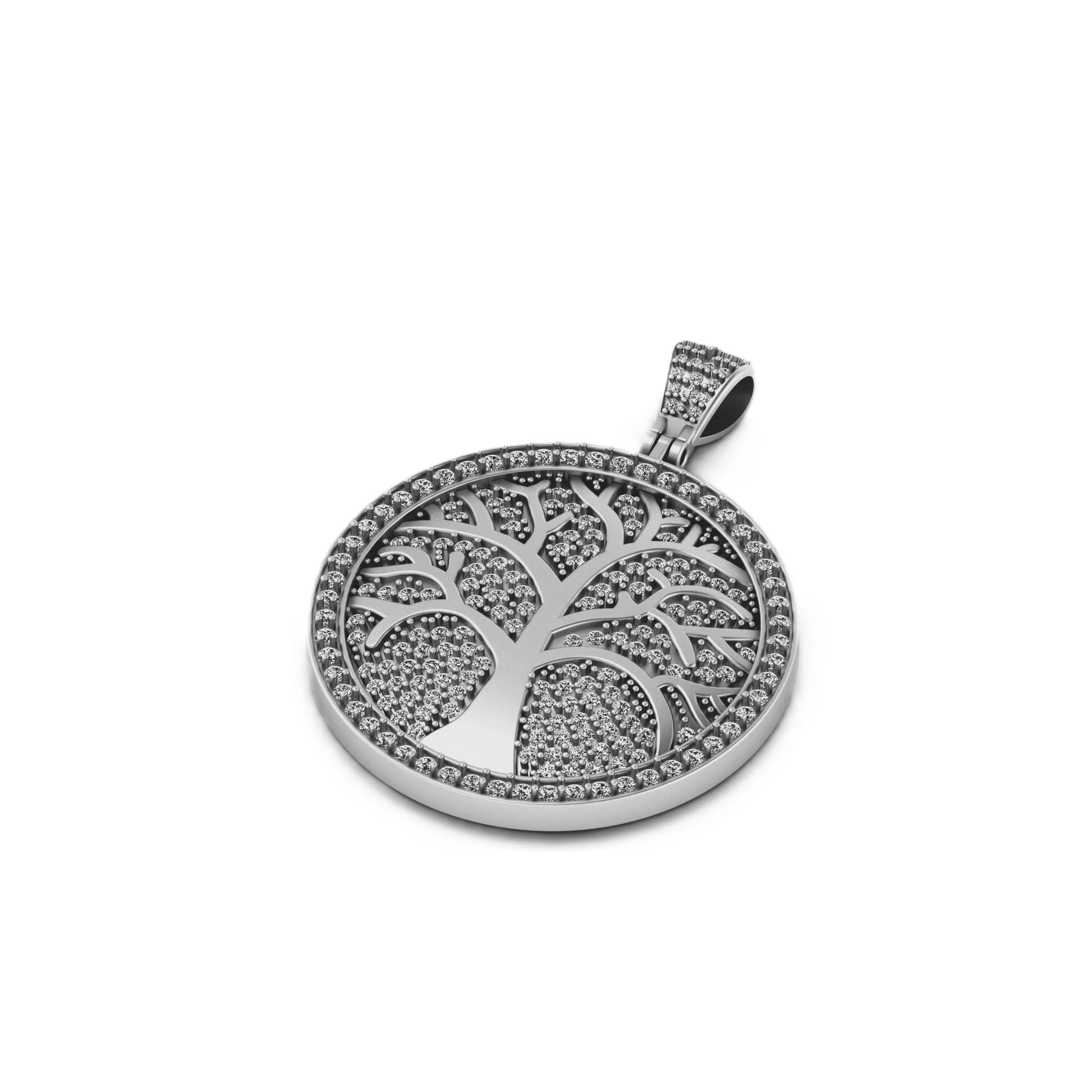 Custom Tree of Life 14k solid gold Diamond Pendant - 3.07 CTW