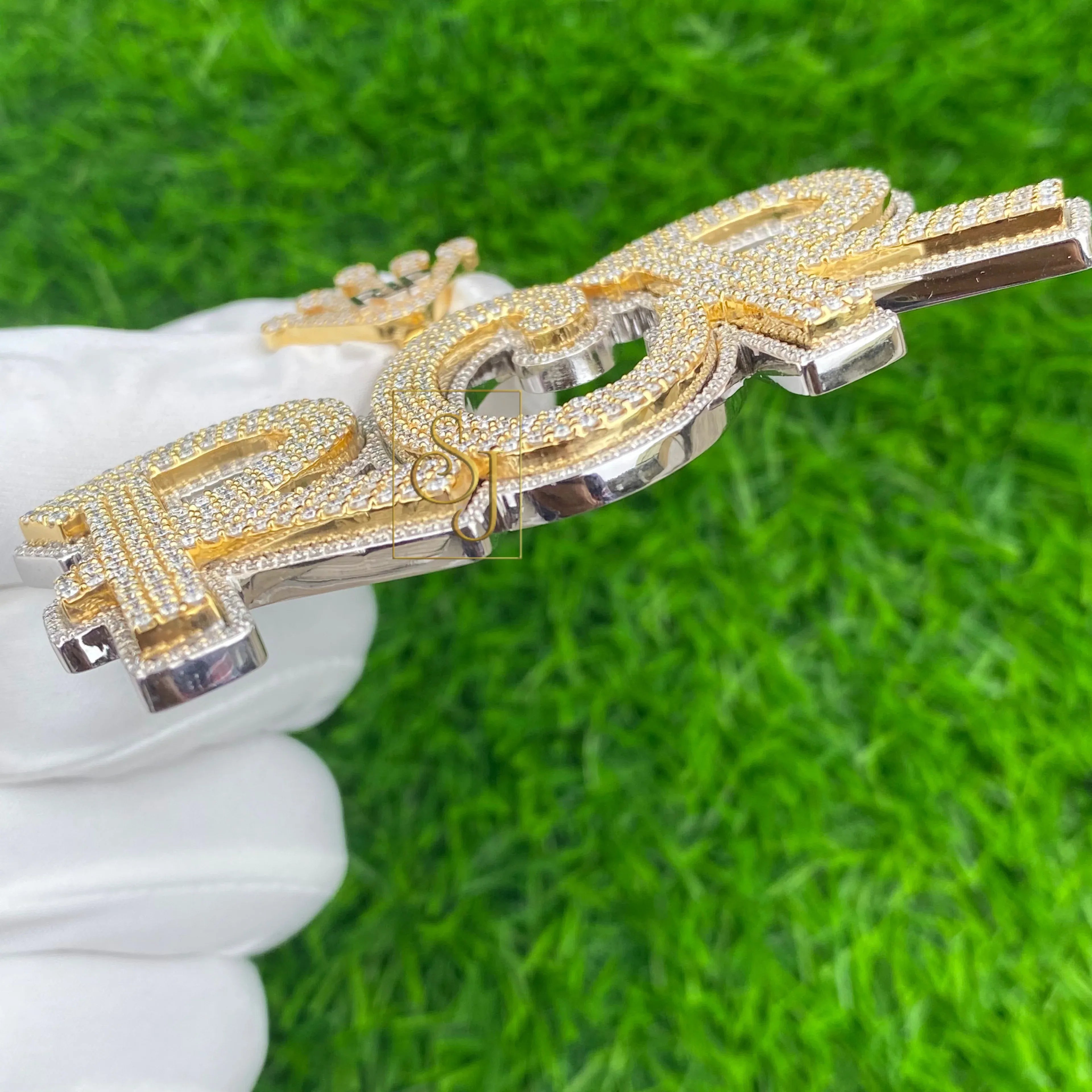 Men's custom Iced out RCR Letter Pendant