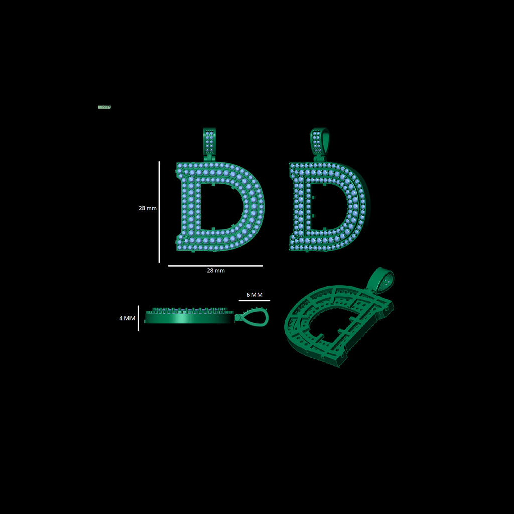 Custom Letter "D" Diamond Pendant - 2.03 CTW
