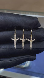 Dagger Diamond Pendant 14k Solid Gold - 0.20 CTW