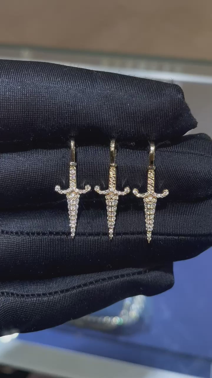 Dagger Diamond Pendant 14k Solid Gold - 0.20 CTW