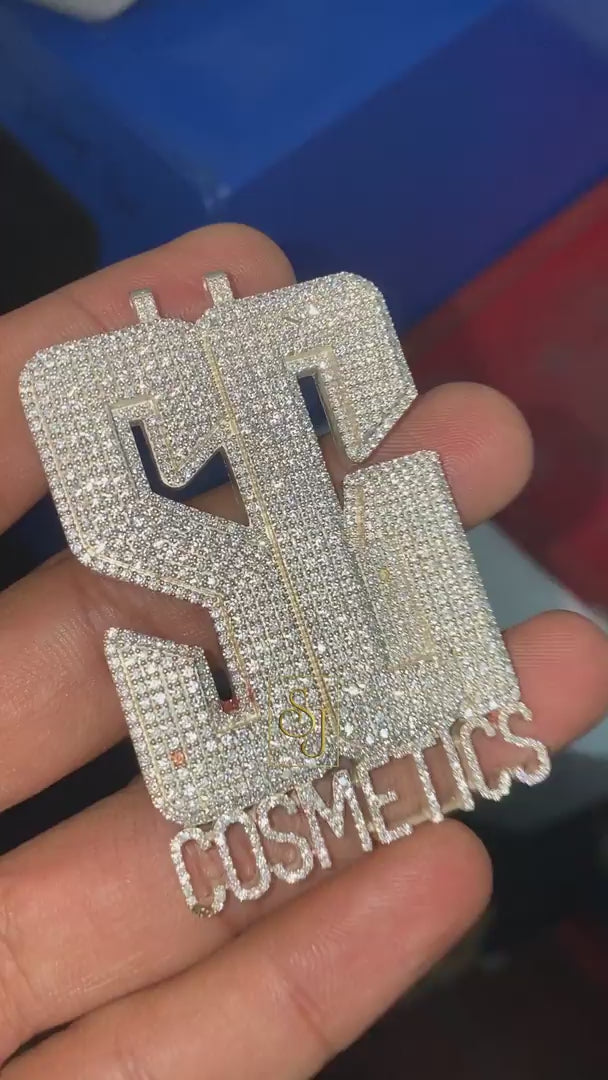 Custom SG Letter Diamond Pendant 14K Solid Gold - 10.29 CTW