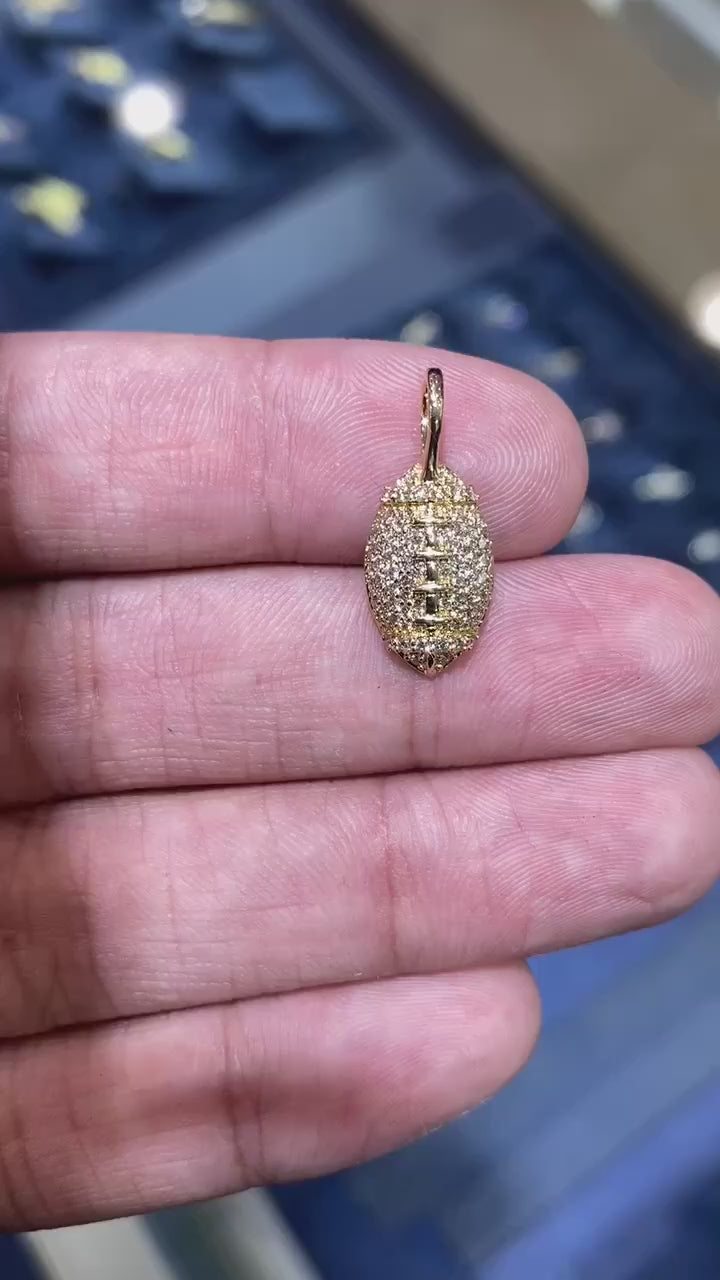 American Football Diamond Pendant 14K Solid Gold - 0.95 CTW