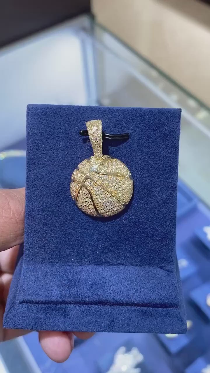 14K Gold Custom Basketball Pendant - 2.15 CTW