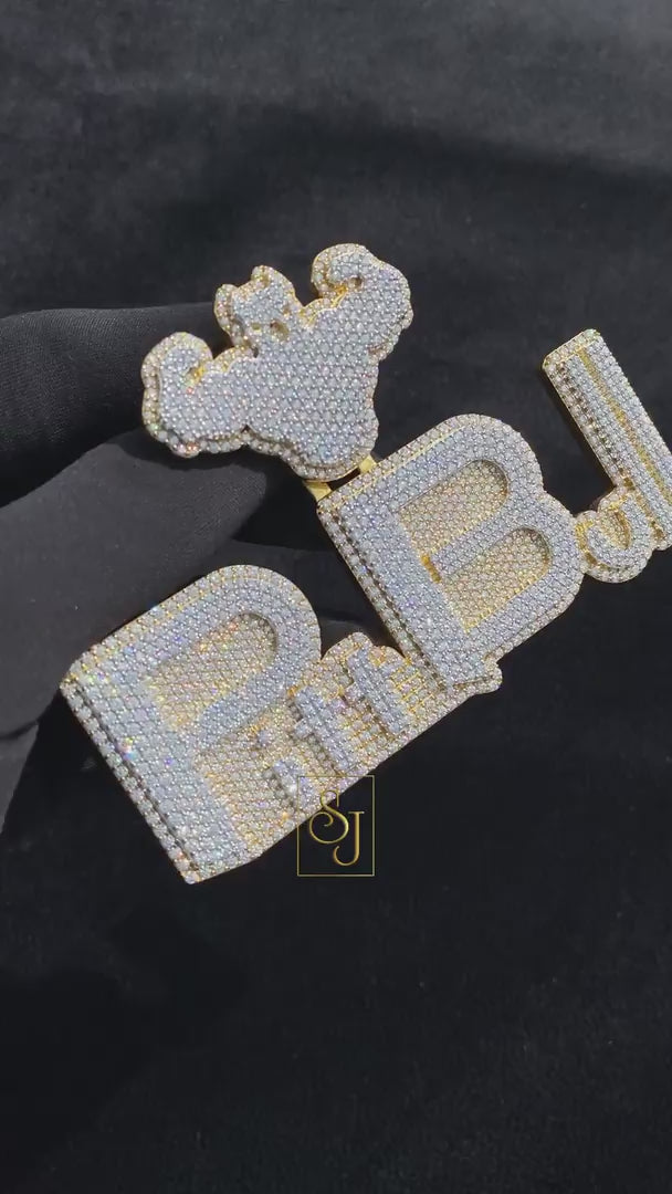 Diamond Pit Bull Pendant 14K solid Gold - 23.70 CTW