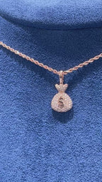 Money Bag Diamond Pendant 10k Solid Gold - 0.33 CTW