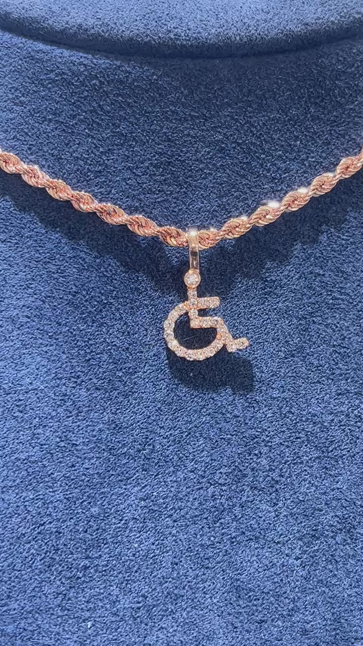 Wheelchair Diamond Pendant 10K Solid Gold - 0.25 CTW