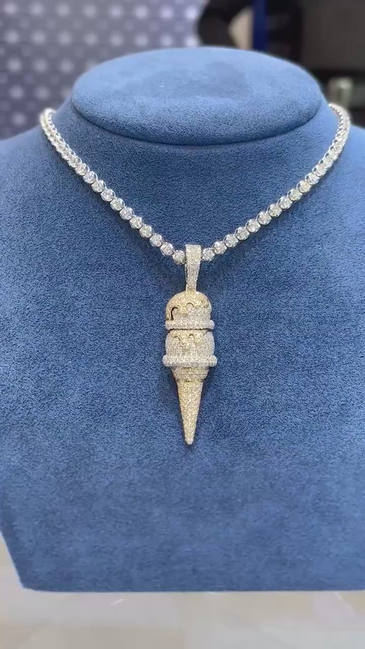 Custom Double Scoop Ice Cream VVS Pendant