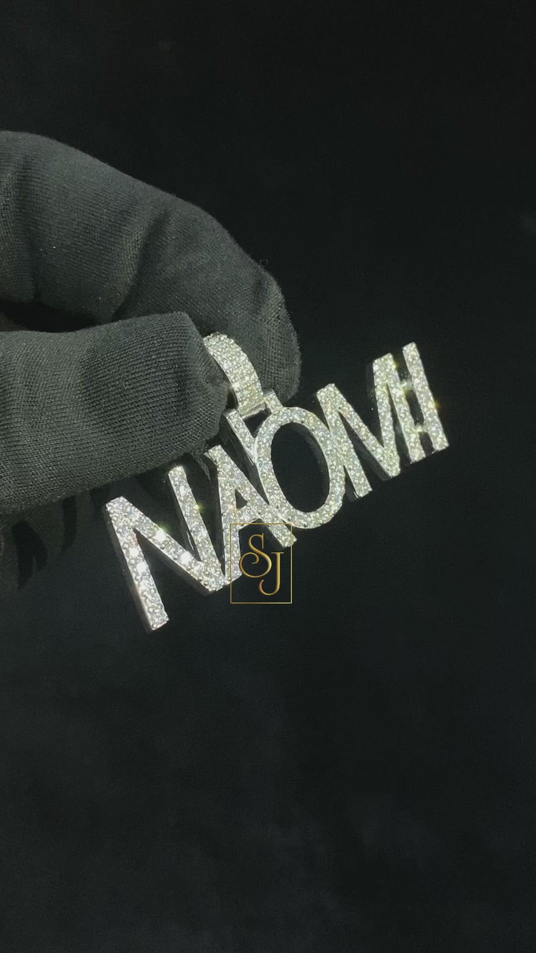 Custom letter Iced out "NAOMI" Name Necklace Charm Pendant
