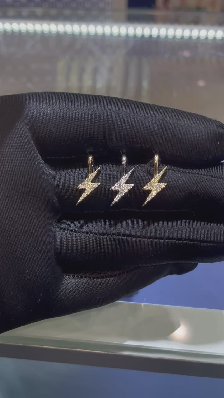 Lightning Bolt Diamond Pendant 14k Solid Gold - 0.15 CTW