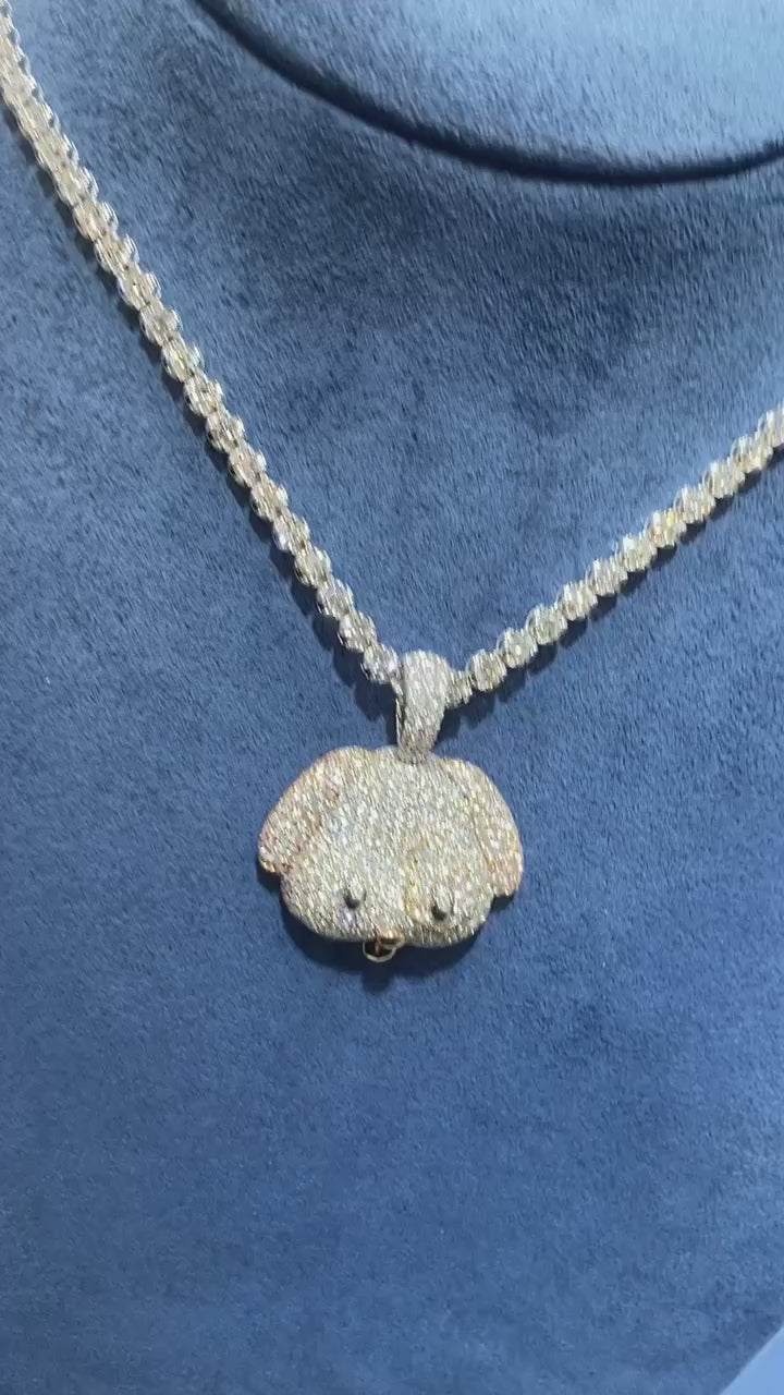 Custom Dog Emoji 14K Solid Gold Pendant