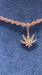 Cannabis Leaf Diamond Pendant 14k Solid Gold - 0.15 CTW