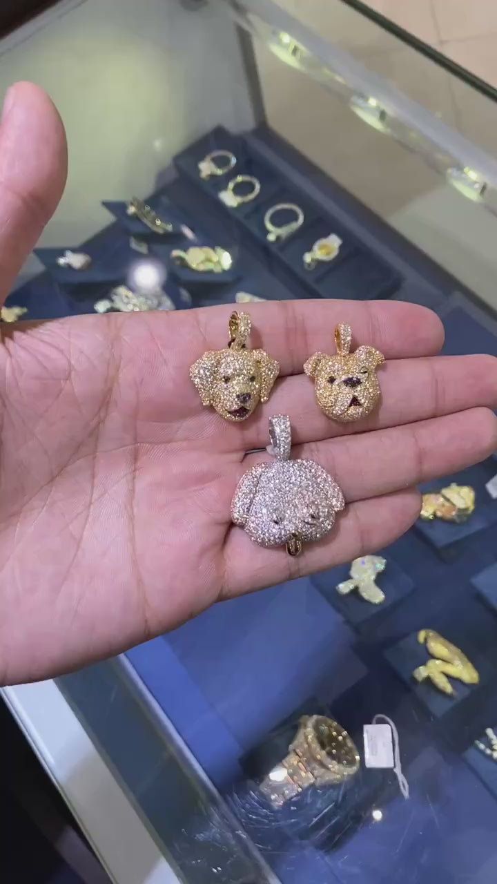 Iced out Bulldog Face Moissanite Pendant