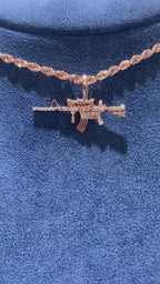 M16 Diamond Pendant 14k Solid Gold - 0.25 CTW
