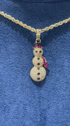 Snowman Diamond Pendant 10K Solid Gold - 2.00 CTW
