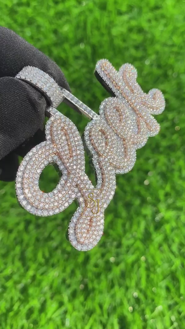 Custom Gold Letter Pendants Men's Icy Hip Hop Charm - 8.16 CTW