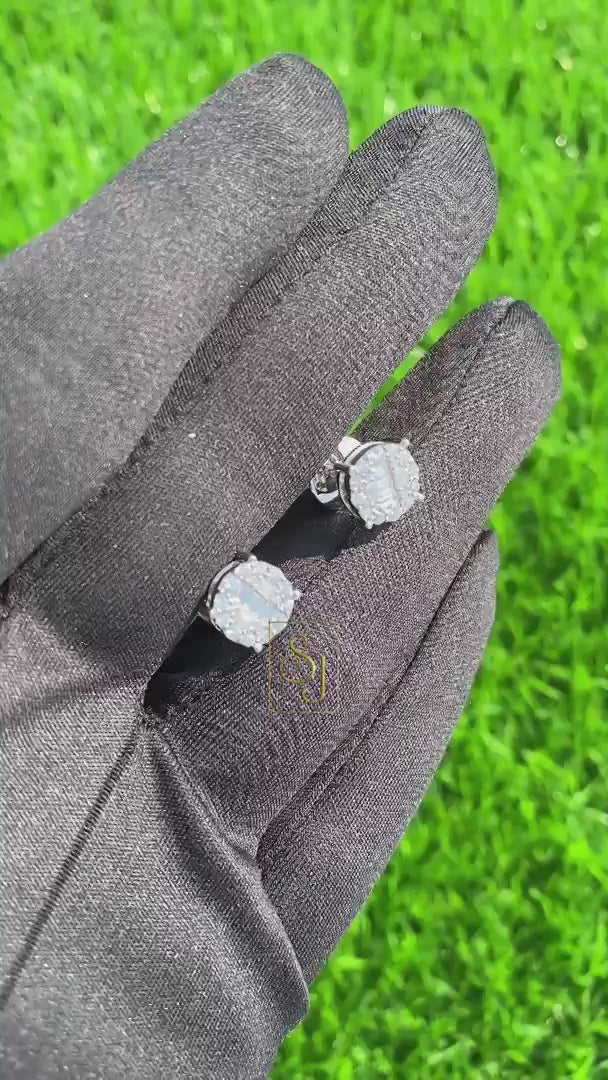 Icy Natural Baguette Diamond Cluster Earrings 14K solid Gold – 0.96 CTW