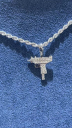Uzi Diamond Pendant 14k Solid Gold - 0.30 CTW