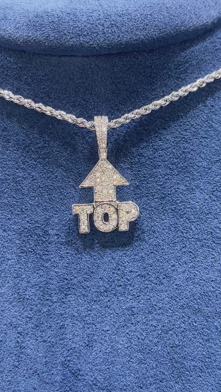 Iced Out Top Emoji Silver Pendant