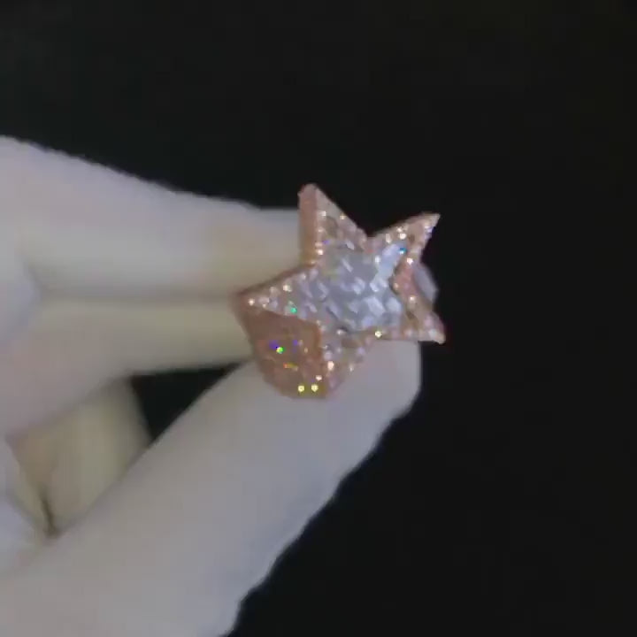 Star 14k solid gold Diamond Men’s Ring