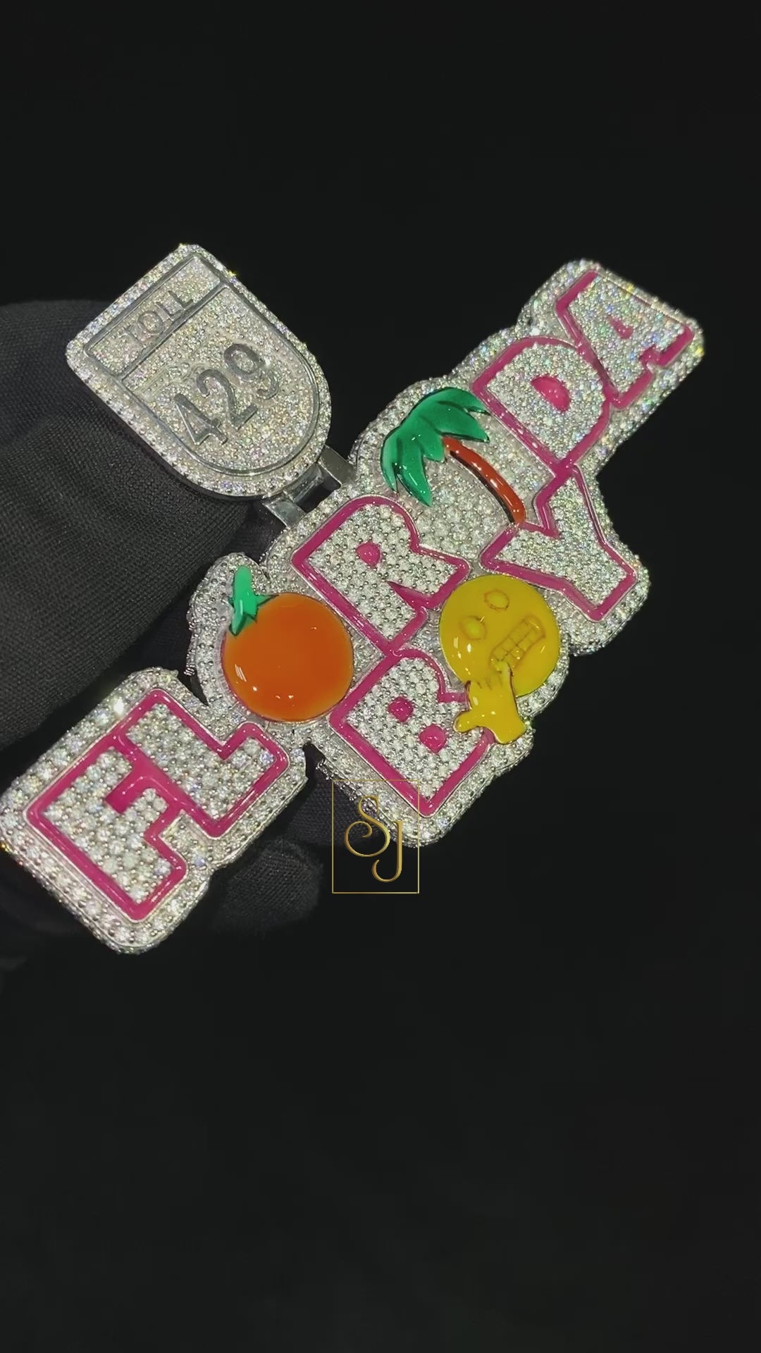 Iced out Florida Boy VVS Night Glow Enamel Bling bling Custom Pendant