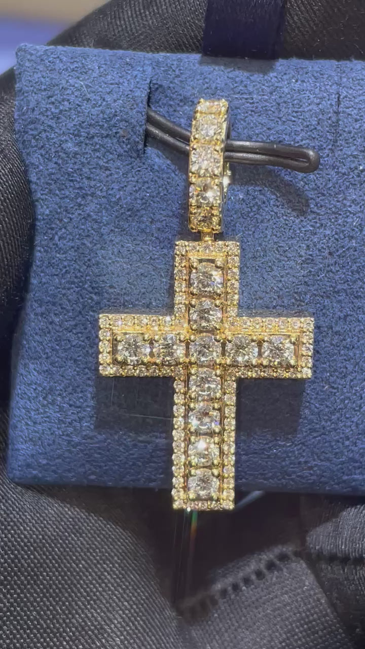 Iced Out Border Cross Diamond Pendant