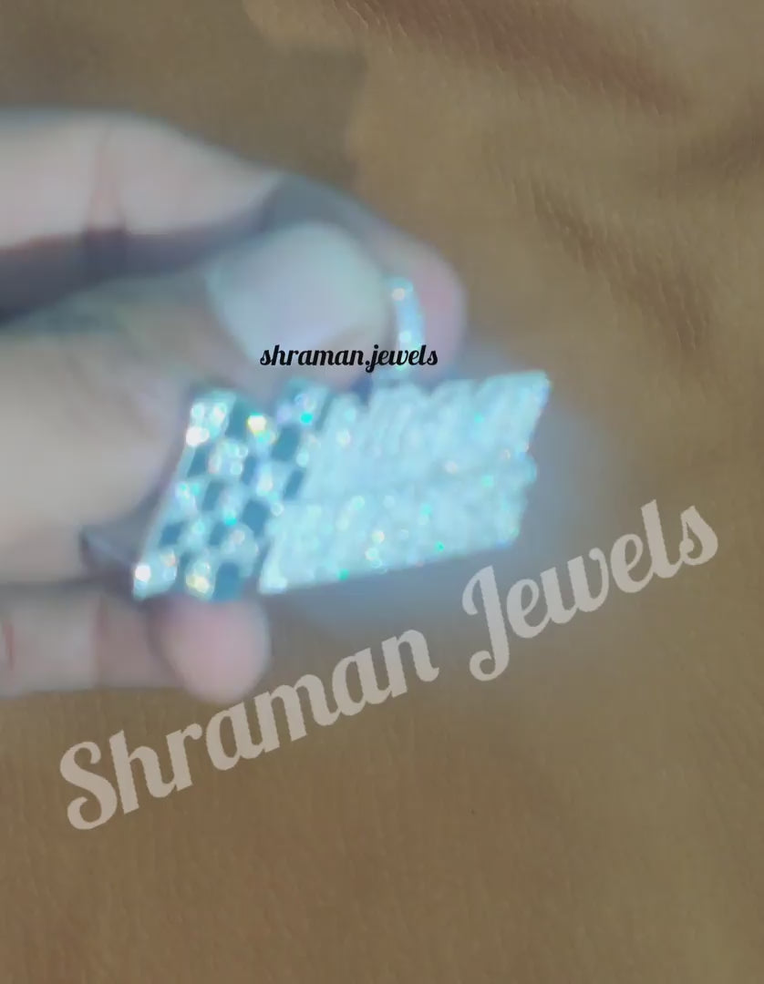 925 Silver Custom Diamond Letter Pendant Personalized Moissanite Name Charm -1.63CTW