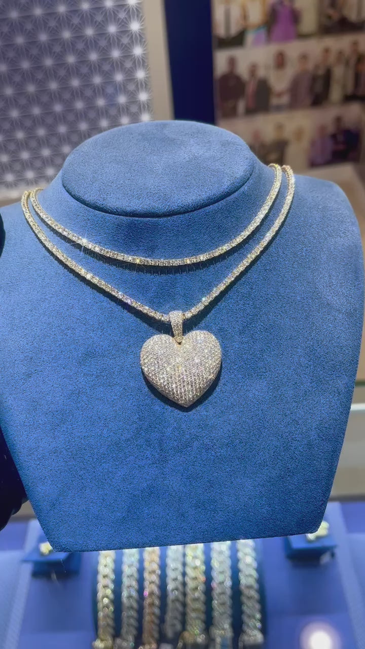 Bubbly Heart Diamond Pendant 14K Solid Gold - 6.50 CTW