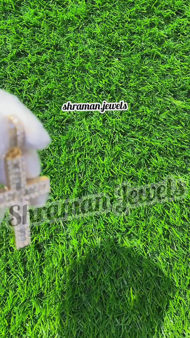 Icy Baguette Diamond Cross Pendant VVS 10K Gold Men's Jewelry -5.22 CTW