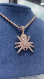 Spider Crawling Diamond Pendant 14K Solid Gold - 4.00 CTW