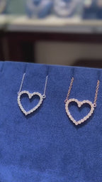 Open Heart Diamond Necklace Connected 14k Solid Gold - 0.35 CTW