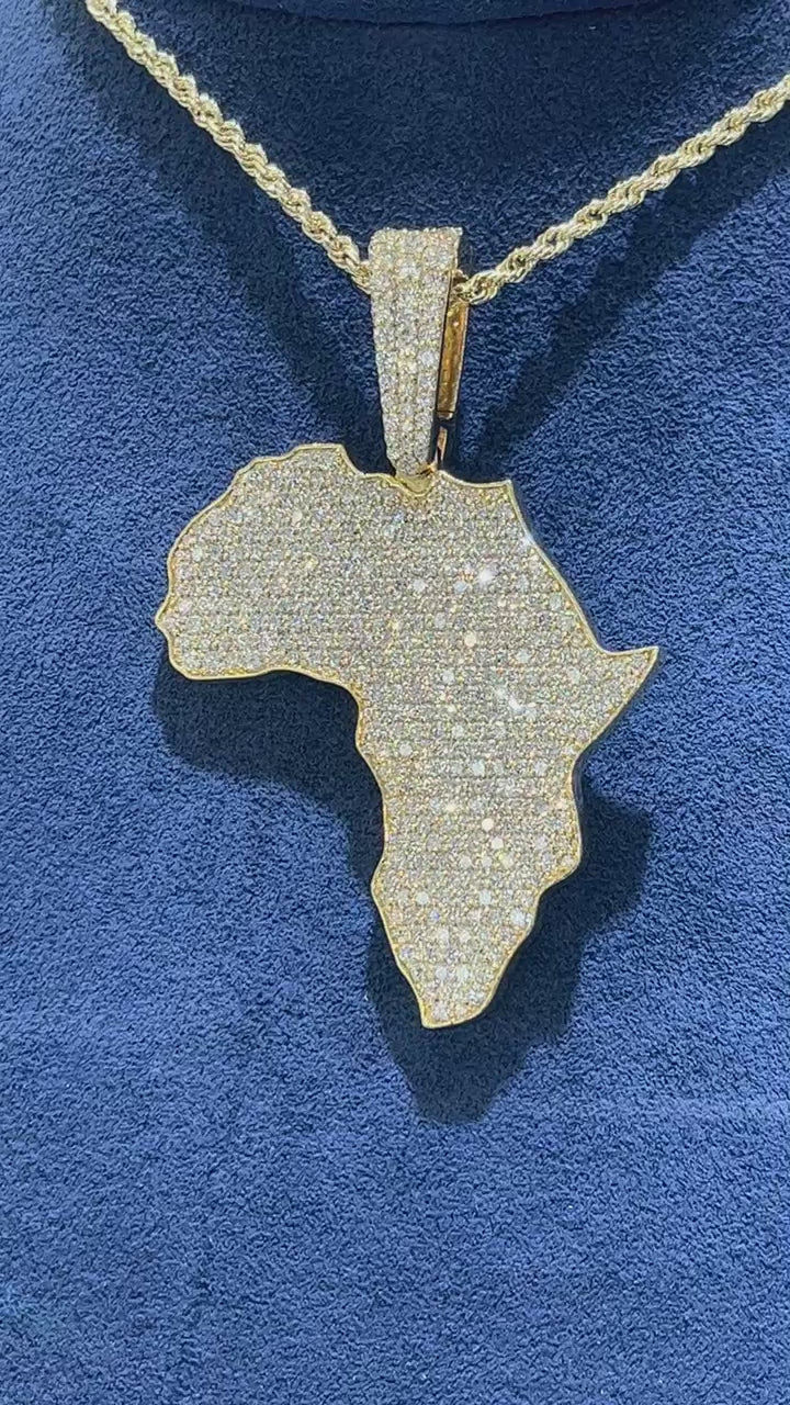 Africa Diamond Pendant 14K Solid Gold - 7.00 CTW