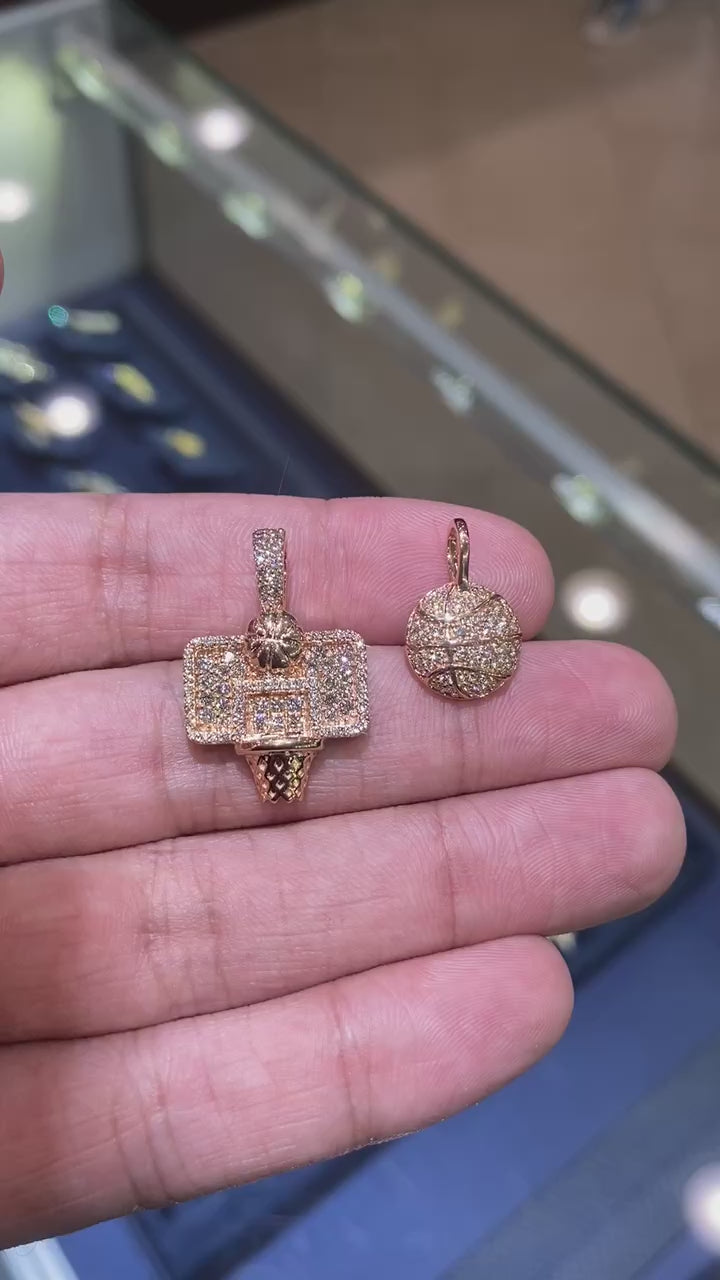 14K Gold Diamond Basketball Pendant - 1.00 CTW