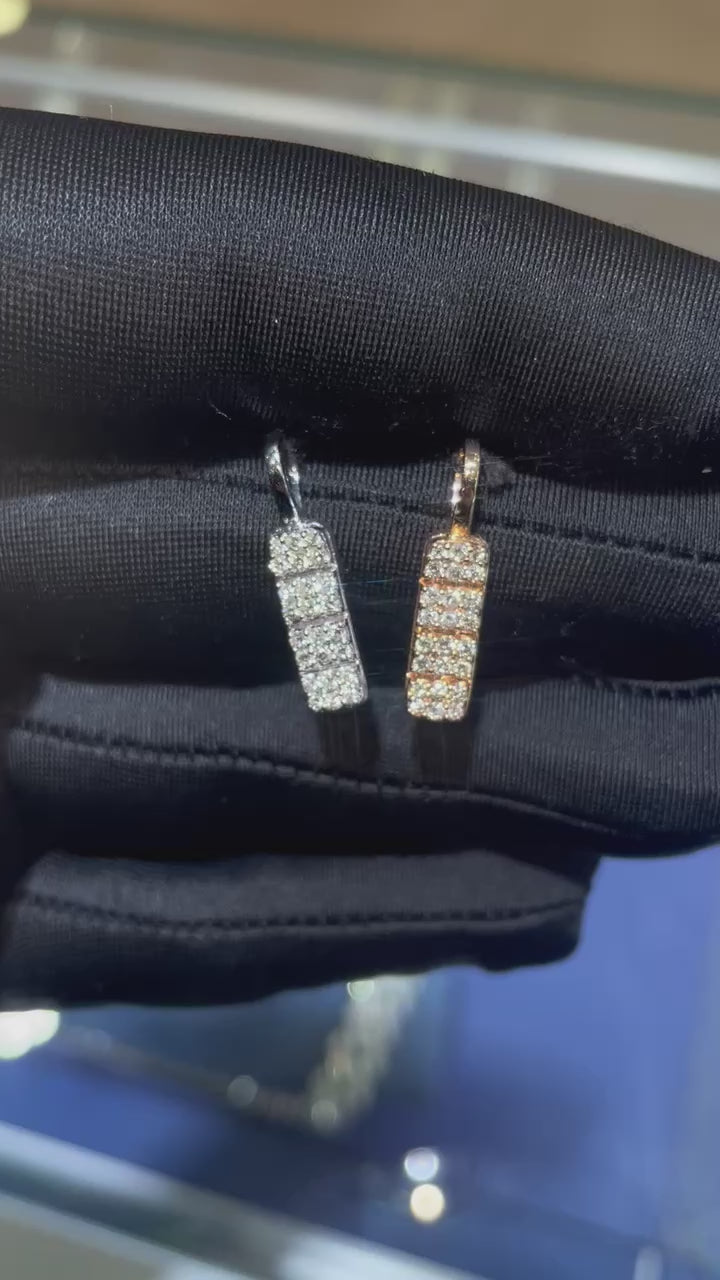 Custom 14K Gold Bar Pill Pendant - 0.50 CTW