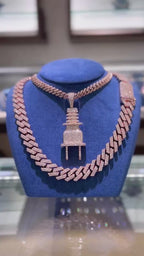 Electric Plug Diamond Pendant 10K Solid Gold - 9.75 CTW