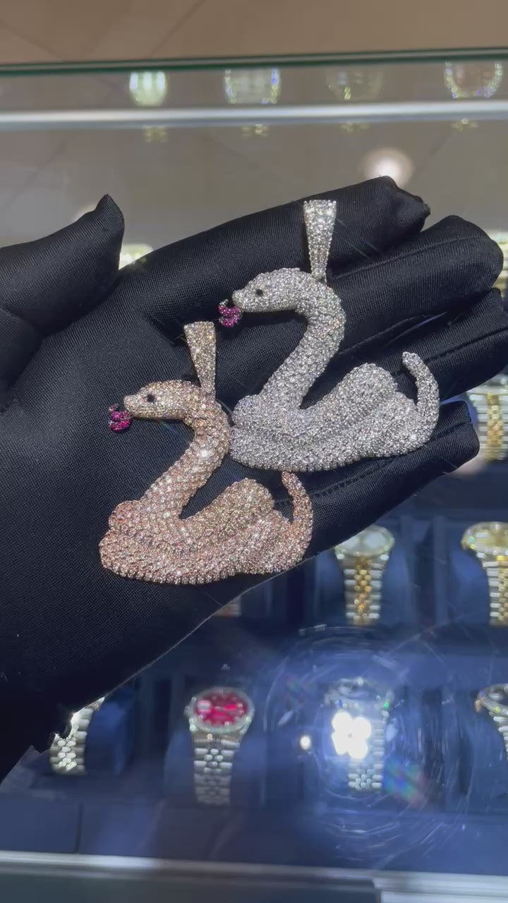 Snake Emoji Diamond Pendant 10k Solid Gold - 0.60 CTW