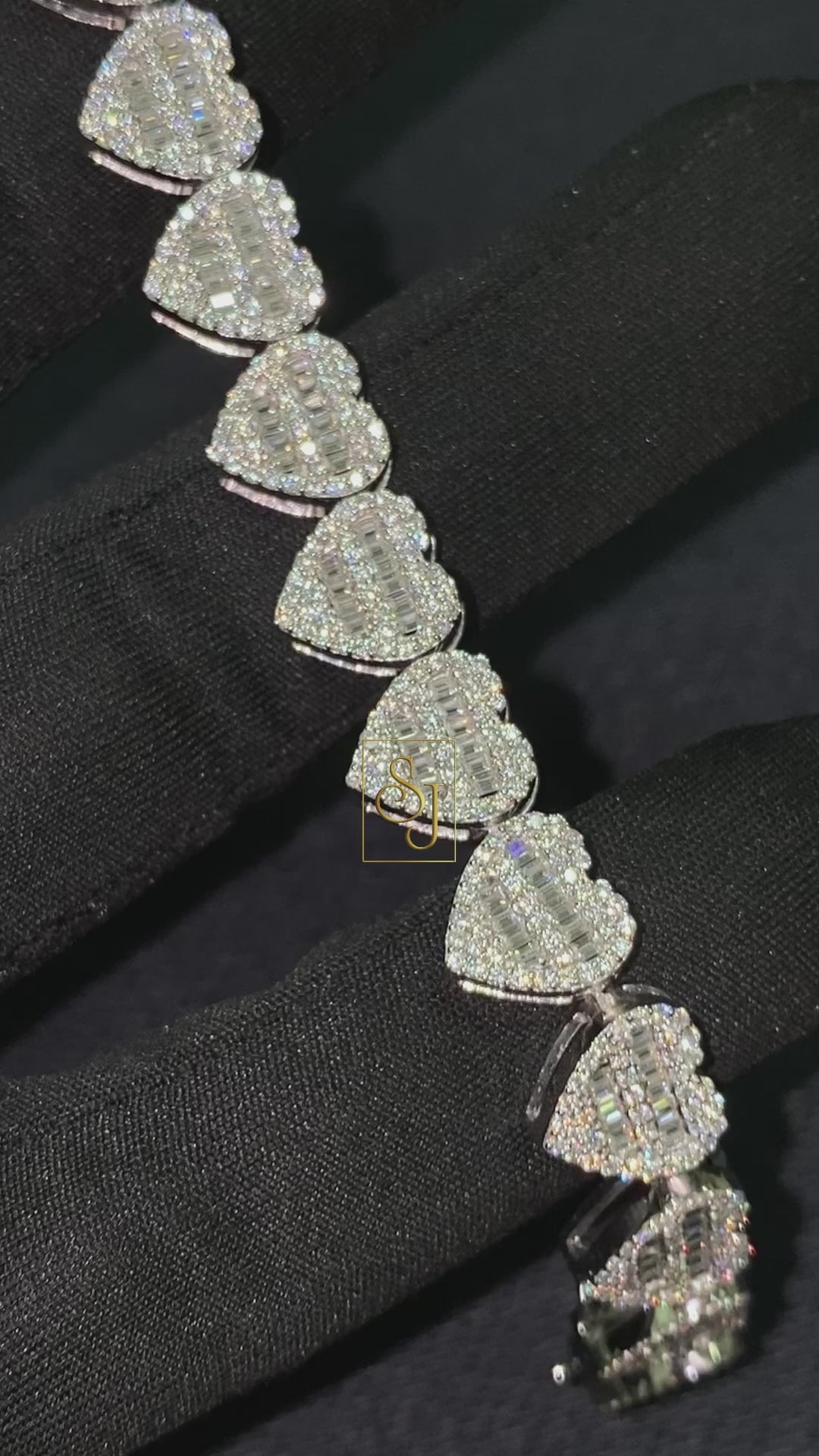 10MM Heart Baguette Diamond Necklace